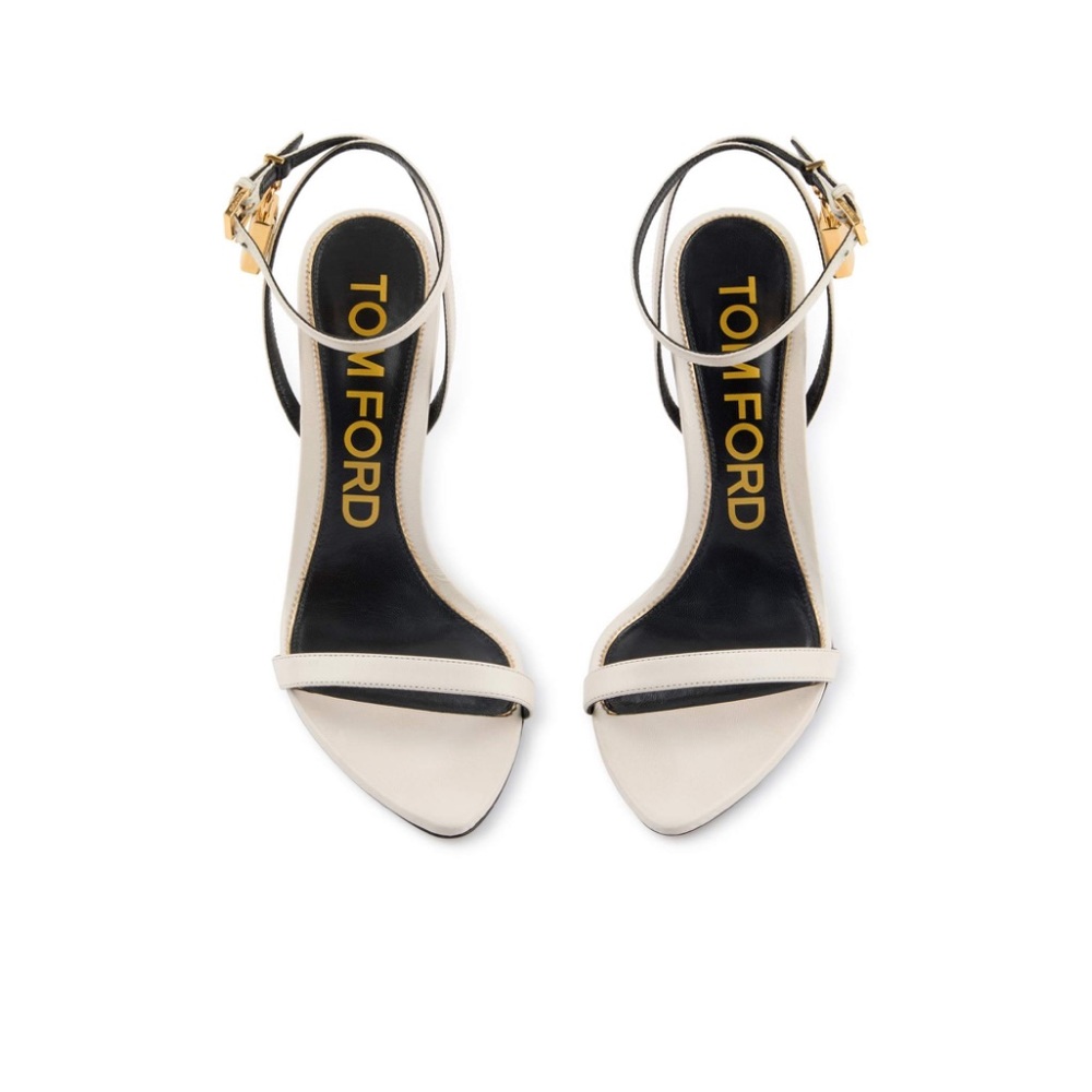 Tom Ford SHINY LEATHER PADLOCK POINTY NAKED SANDAL